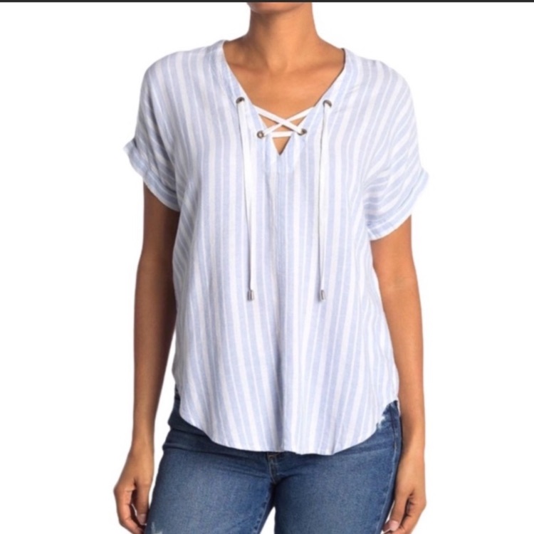 Rails Jeri Top In Blue And White Stripes Size Small Euc